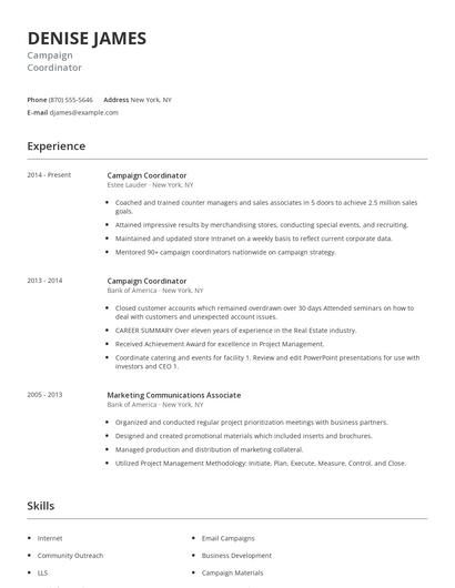 Campaign Coordinator Resume