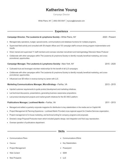 Campaign Director Resume