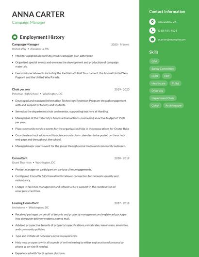 Campaign Manager Resume