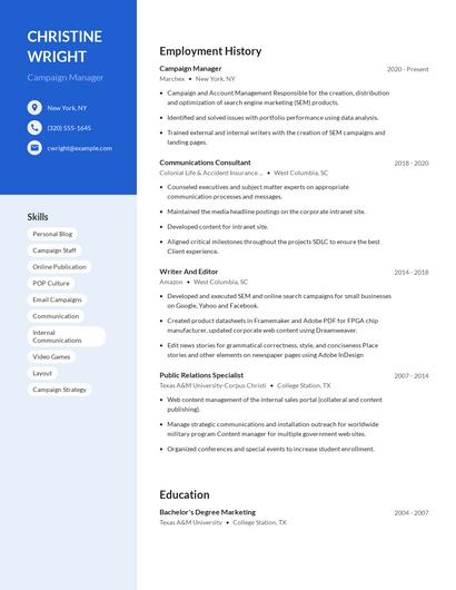 Campaign Manager Resume