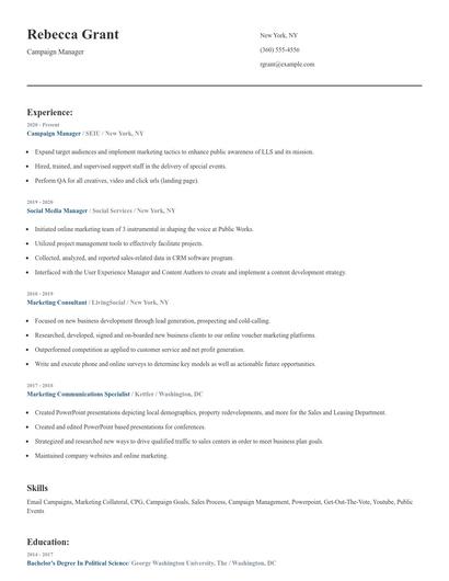 Campaign Manager Resume