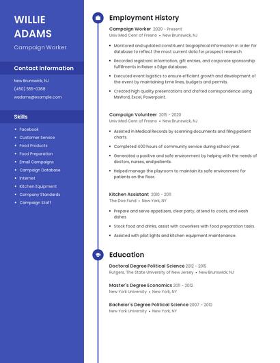 Campaign Worker Resume