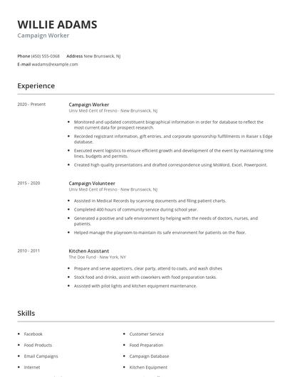 Campaign Worker Resume