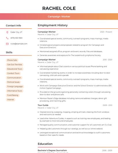 Campaign Worker Resume