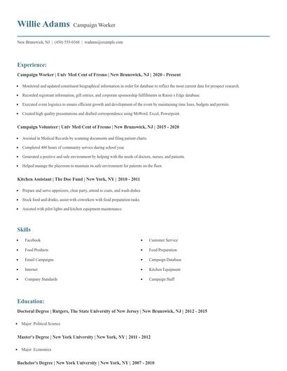 Campaign Worker Resume