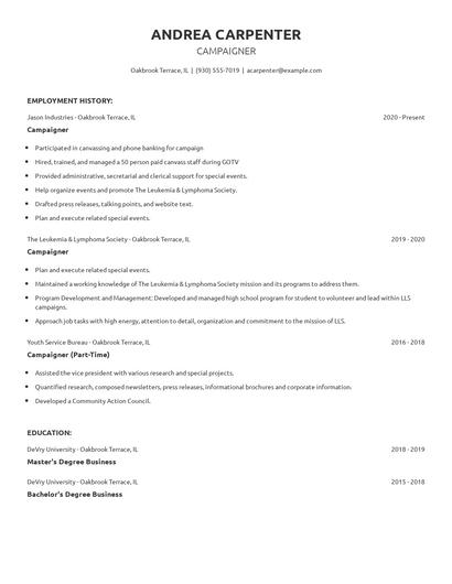 Campaigner Resume
