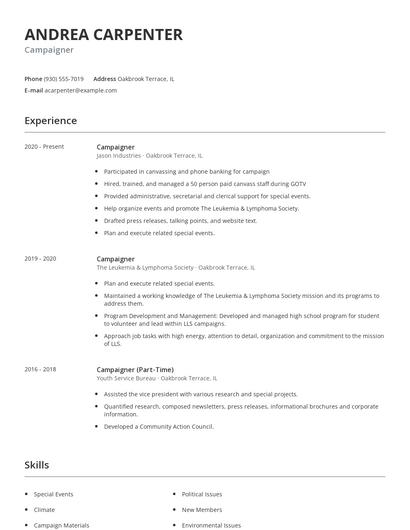 Campaigner Resume