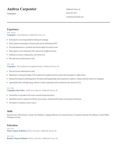 Campaigner Resume