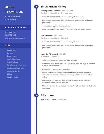 Campground Attendant Resume