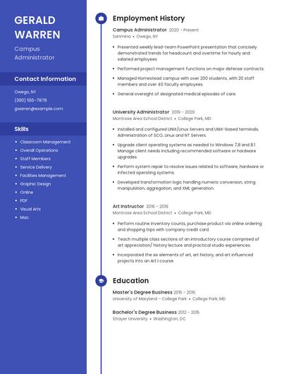 Campus Administrator Resume
