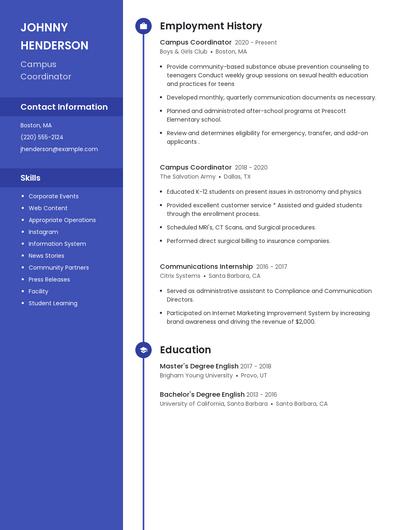 Campus Coordinator Resume