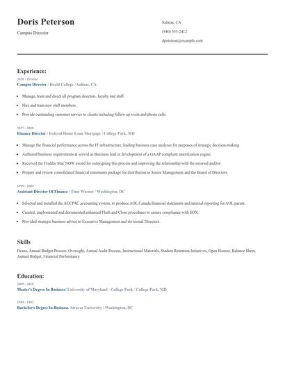 Campus Director Resume