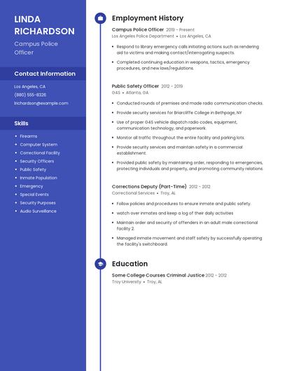 Campus Police Officer Resume
