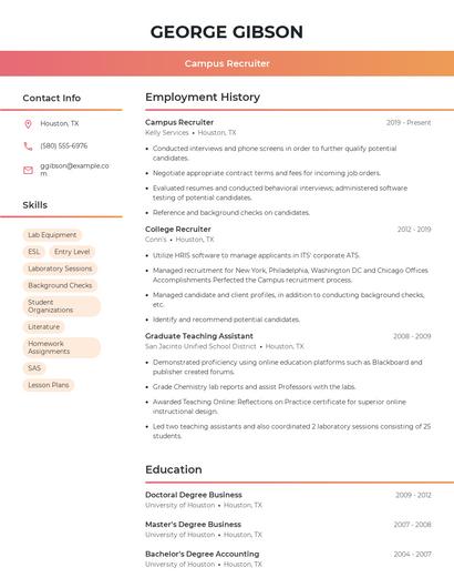 Campus Recruiter Resume