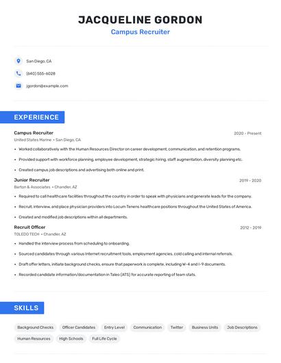 Campus Recruiter Resume