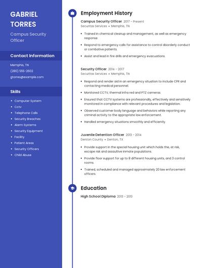 Campus Security Officer Resume