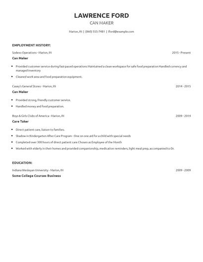 Can Maker Resume