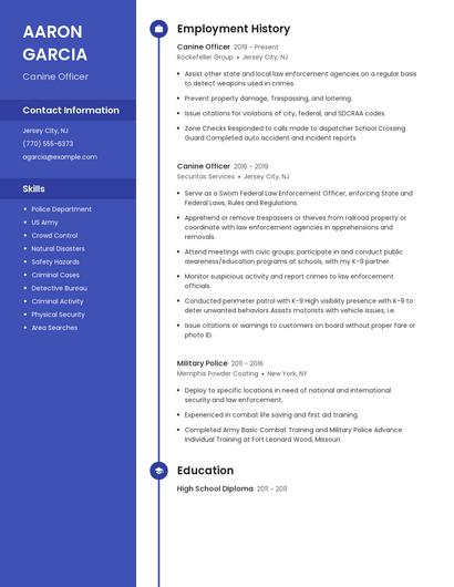 Canine Officer Resume