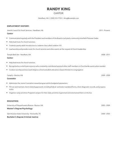 Cantor Resume