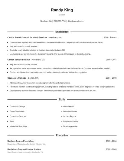 Cantor Resume