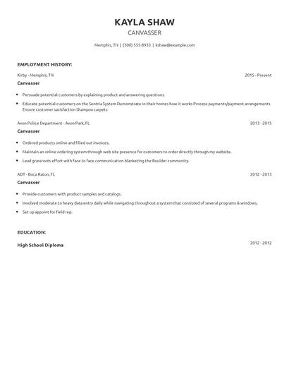 Canvasser Resume