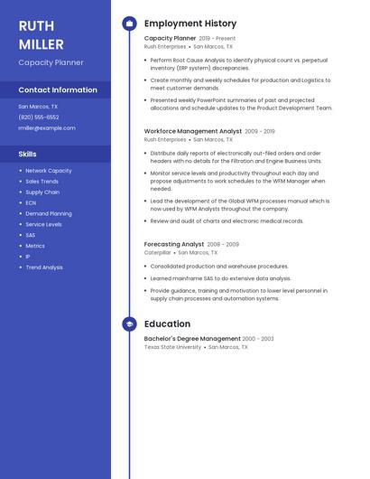 Capacity Planner Resume