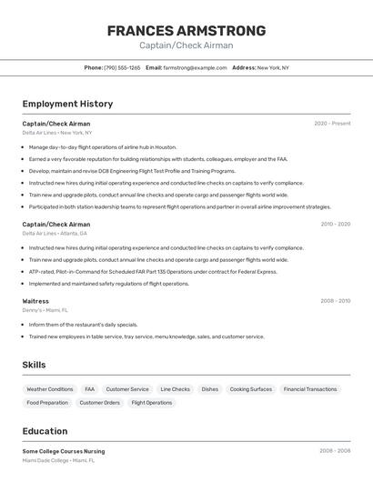 Captain/Check Airman Resume