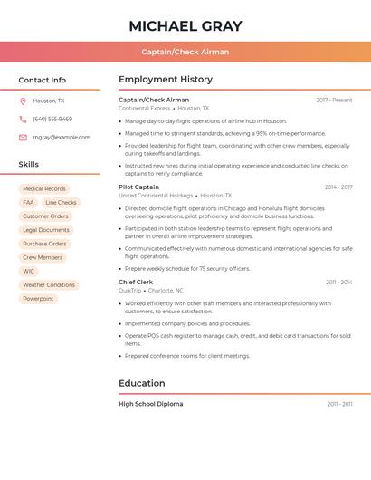 Captain/Check Airman Resume