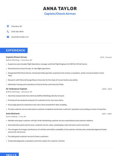 Captain/Check Airman Resume