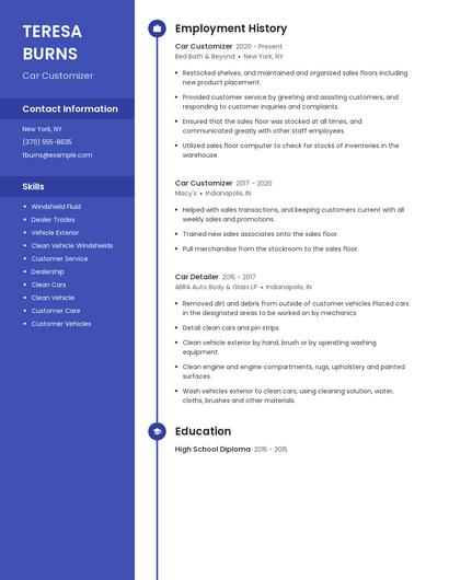 Car Customizer Resume