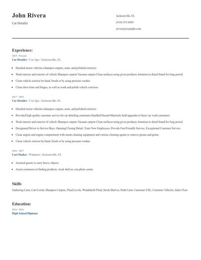 Car Detailer Resume