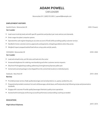 Car Loader Resume