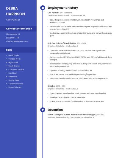 Car Painter Resume
