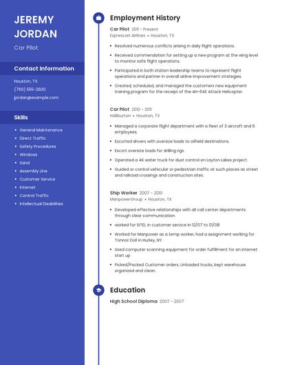 Car Pilot Resume