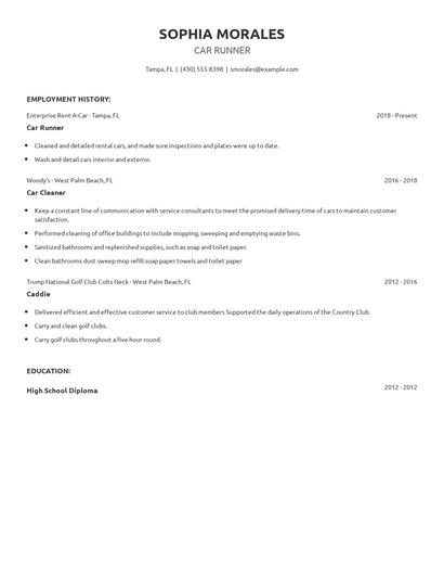 Car Runner Resume