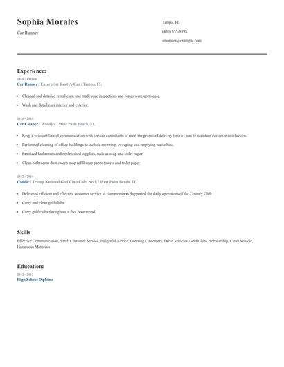 Car Runner Resume