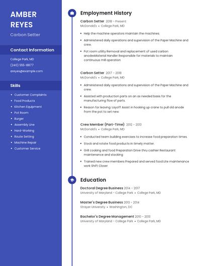 Carbon Setter Resume