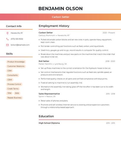 Carbon Setter Resume