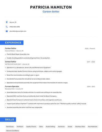 Carbon Setter Resume