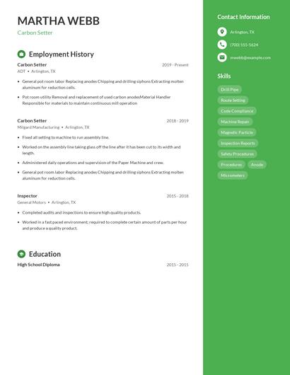 Carbon Setter Resume