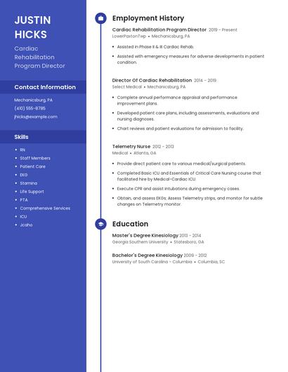 Cardiac Rehabilitation Program Director Resume