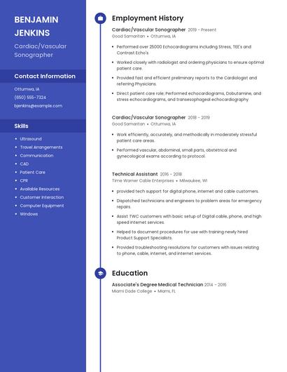Cardiac/Vascular Sonographer Resume