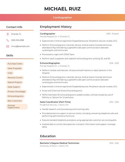 Cardiographer Resume