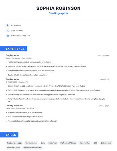 Cardiographer Resume