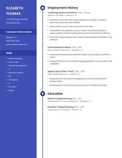 Cardiology Nurse Practitioner Resume