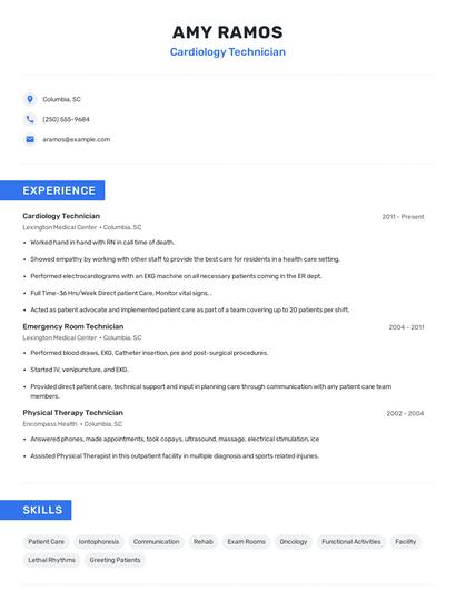 Cardiology Technician Resume