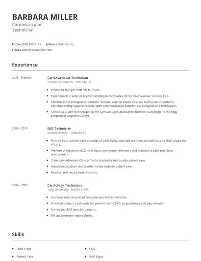 Cardiovascular Technician Resume