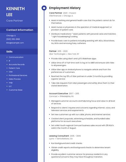 Care Partner Resume