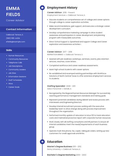 Career Advisor Resume