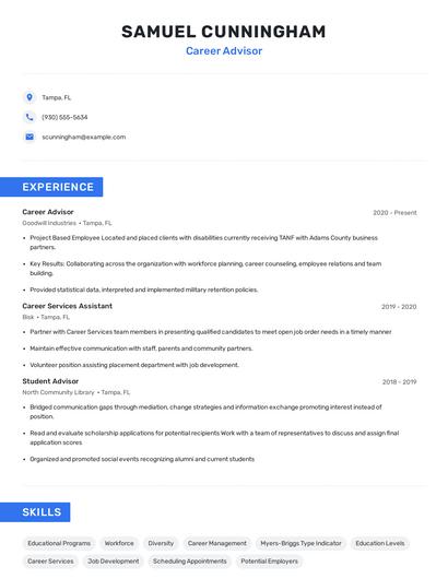 Career Advisor Resume